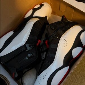 Jordan 6 Rings GS Black and University Red Sneakers